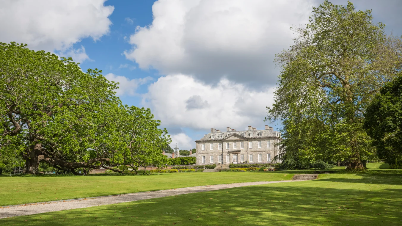 Antony House Cornwall — elegant 18th-century Pentewan stone house with sweeping lawns